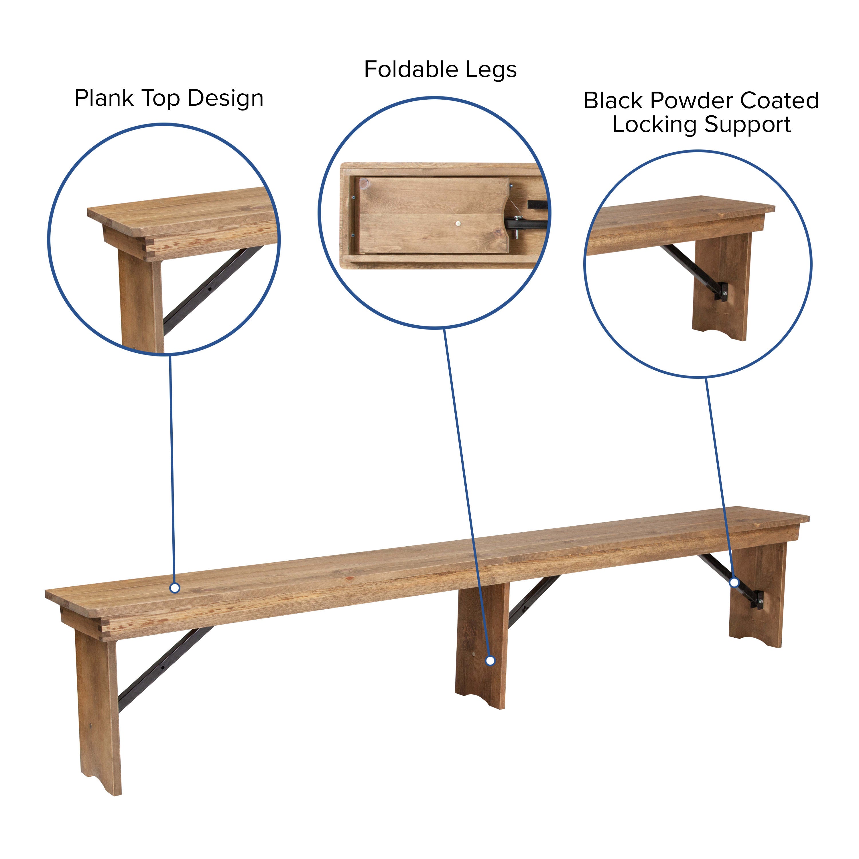 40 inch top wood bench