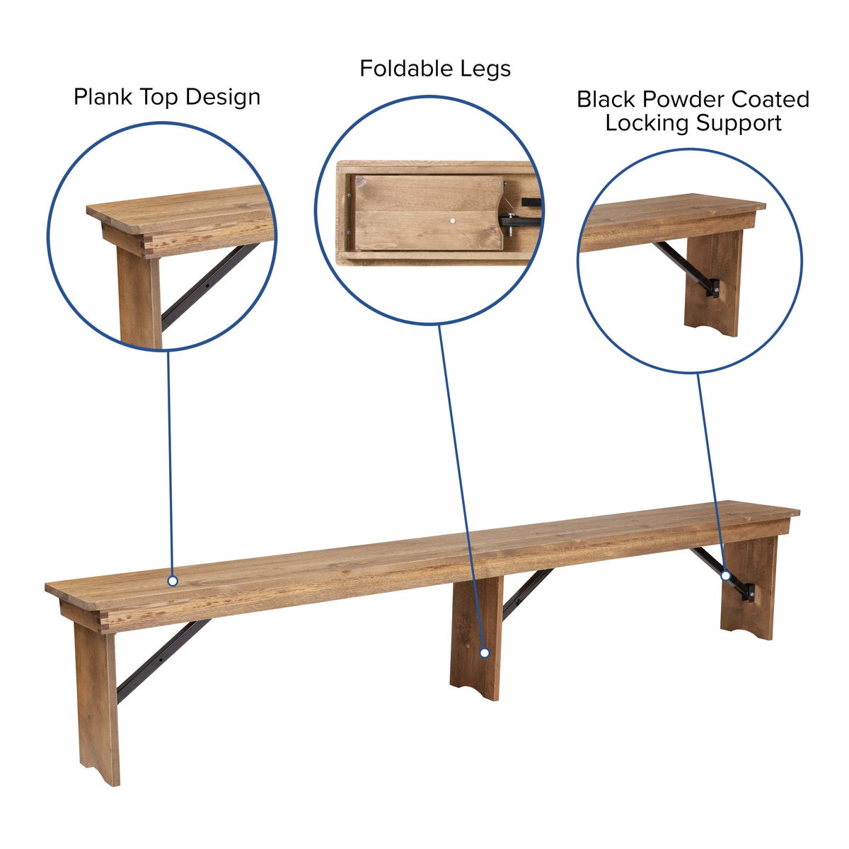 Antique Rustic |#| 9' x 40inch Antique Rustic Folding Farm Table and Two Bench Set