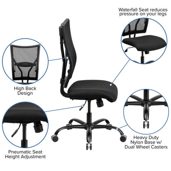 Big & Tall 400 lb. Rated Black Mesh Executive Swivel Ergonomic Office Chair