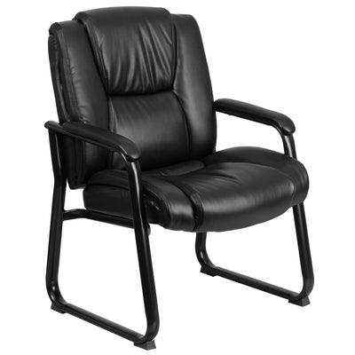 HERCULES Series Big & Tall 500 lb. Rated LeatherSoft Tufted Executive Side Reception Chair with Sled Base