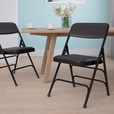 HERCULES Series Curved Triple Braced & Double Hinged Upholstered Metal Folding Chair - View 2