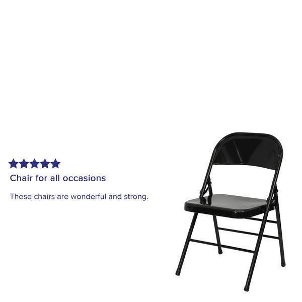 Black |#| Double Braced Black Metal Folding Chair - Event Chair - Portable Chair
