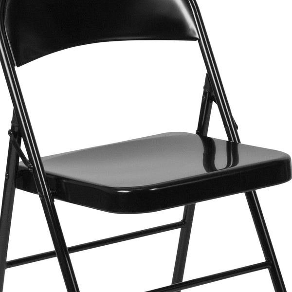 Black |#| Double Braced Black Metal Folding Chair - Event Chair - Portable Chair