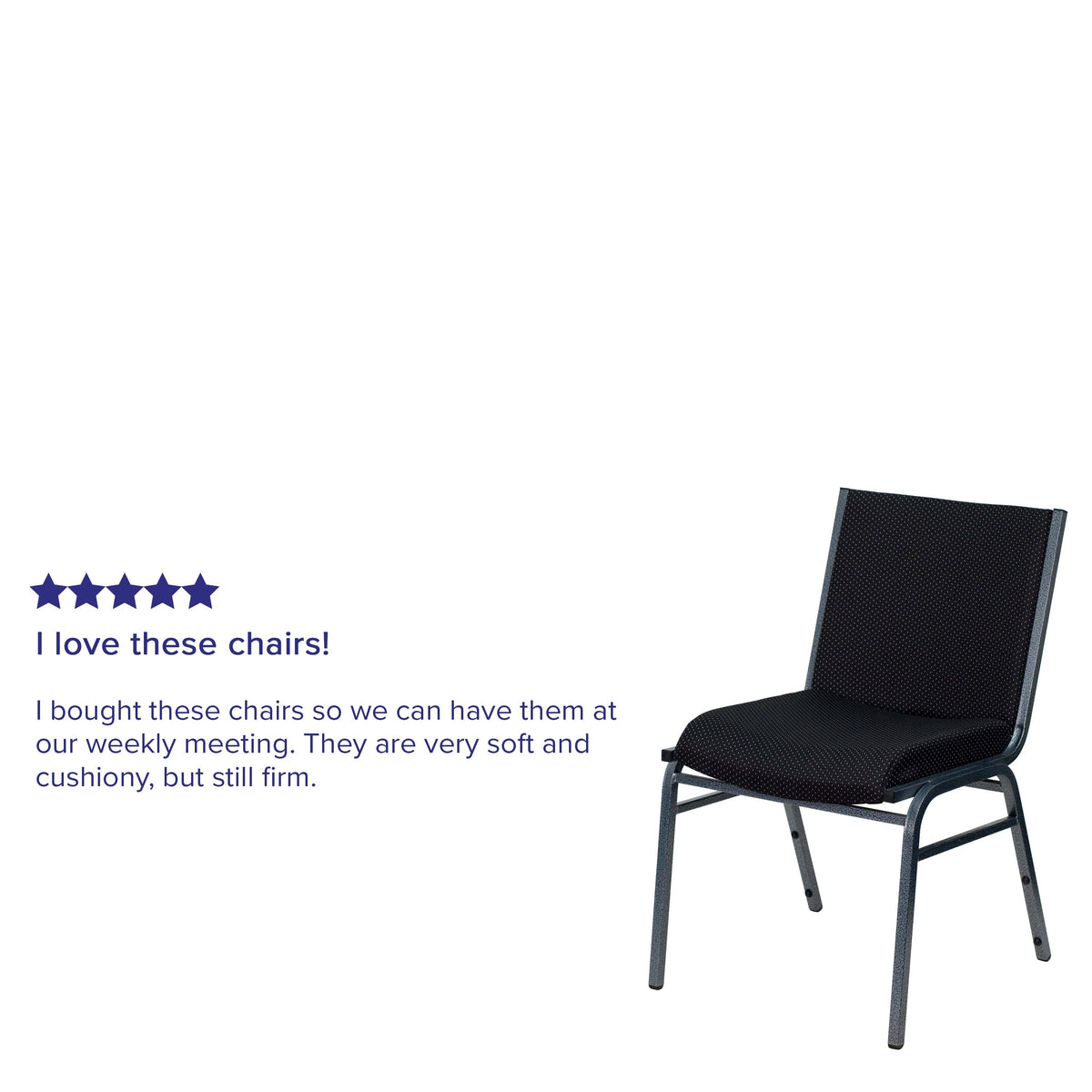 Black Patterned Fabric |#| Heavy Duty Black Dot Fabric Stack Chair - Reception Furniture