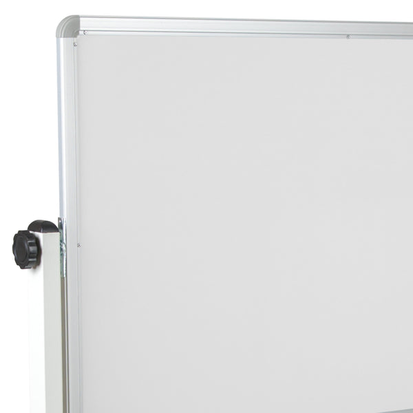 45.25"W x 54.75"H |#| 45.25"W x 54.75"H Reversible Mobile Cork Bulletin & White Board with Pen Tray