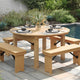 Light Natural |#| 60" Round Antique Rustic Solid Pine Farmhouse Folding Table in Light Natural