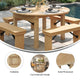 Light Natural |#| 60" Round Antique Rustic Solid Pine Farmhouse Folding Table in Light Natural