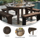 Mahogany |#| 60" Round Antique Rustic Solid Pine Farmhouse Folding Table in Mahogany