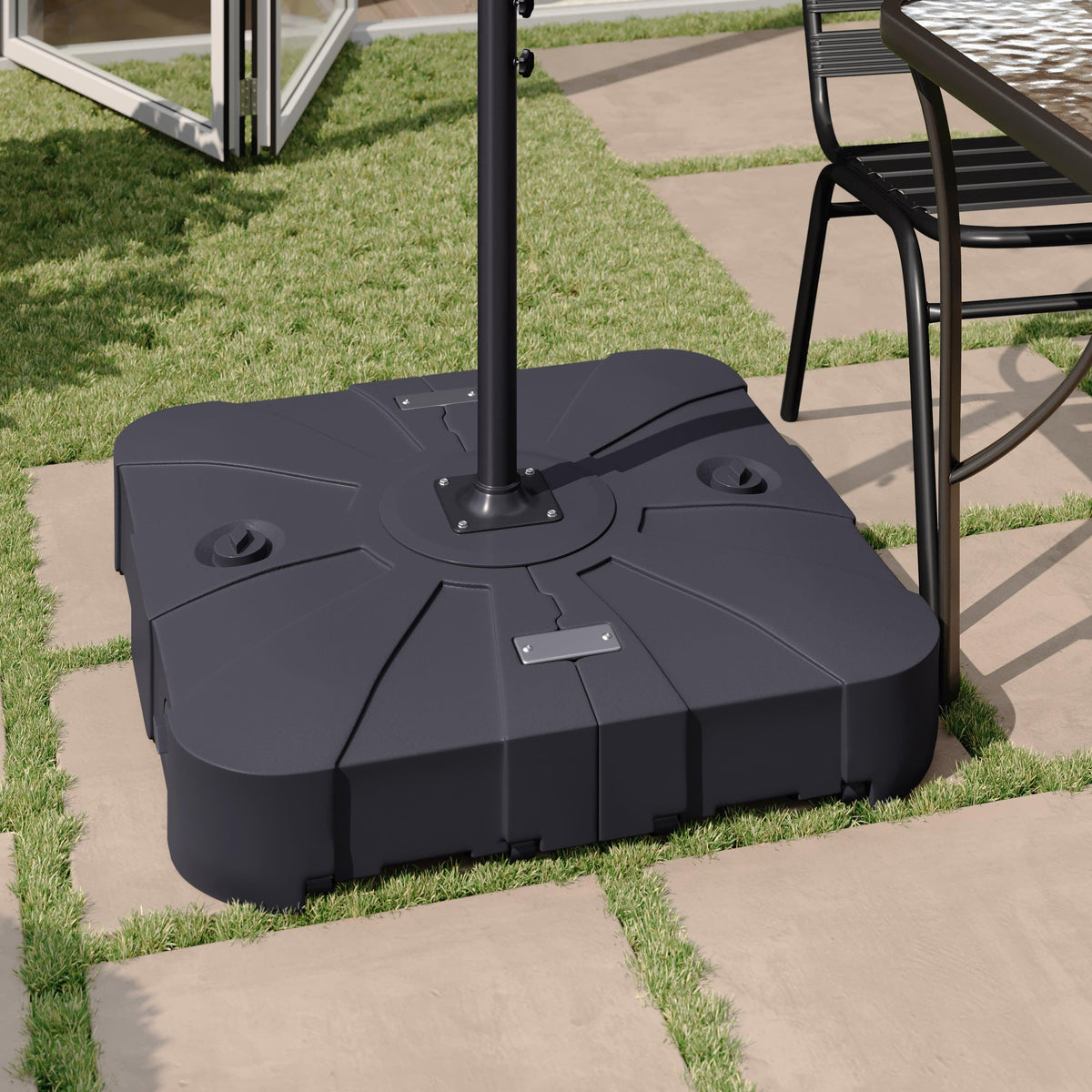 are patio umbrella stands universal Offset Umbrella Base GM-WL-80040FA-L- – Church Chairs 4 Less