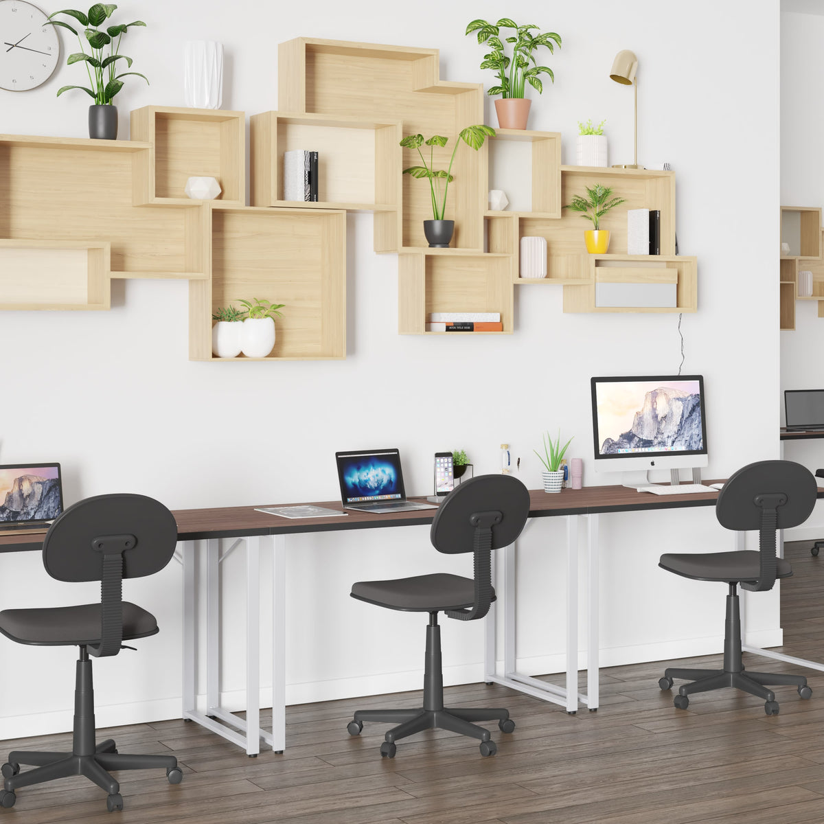 Black Finish Computer Desk with Silver Metal Frame - Home Office Furniture