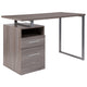 Light Ash |#| Lt Ash Wood Grain Finish Computer Desk with Two Drawers and Silver Metal Frame