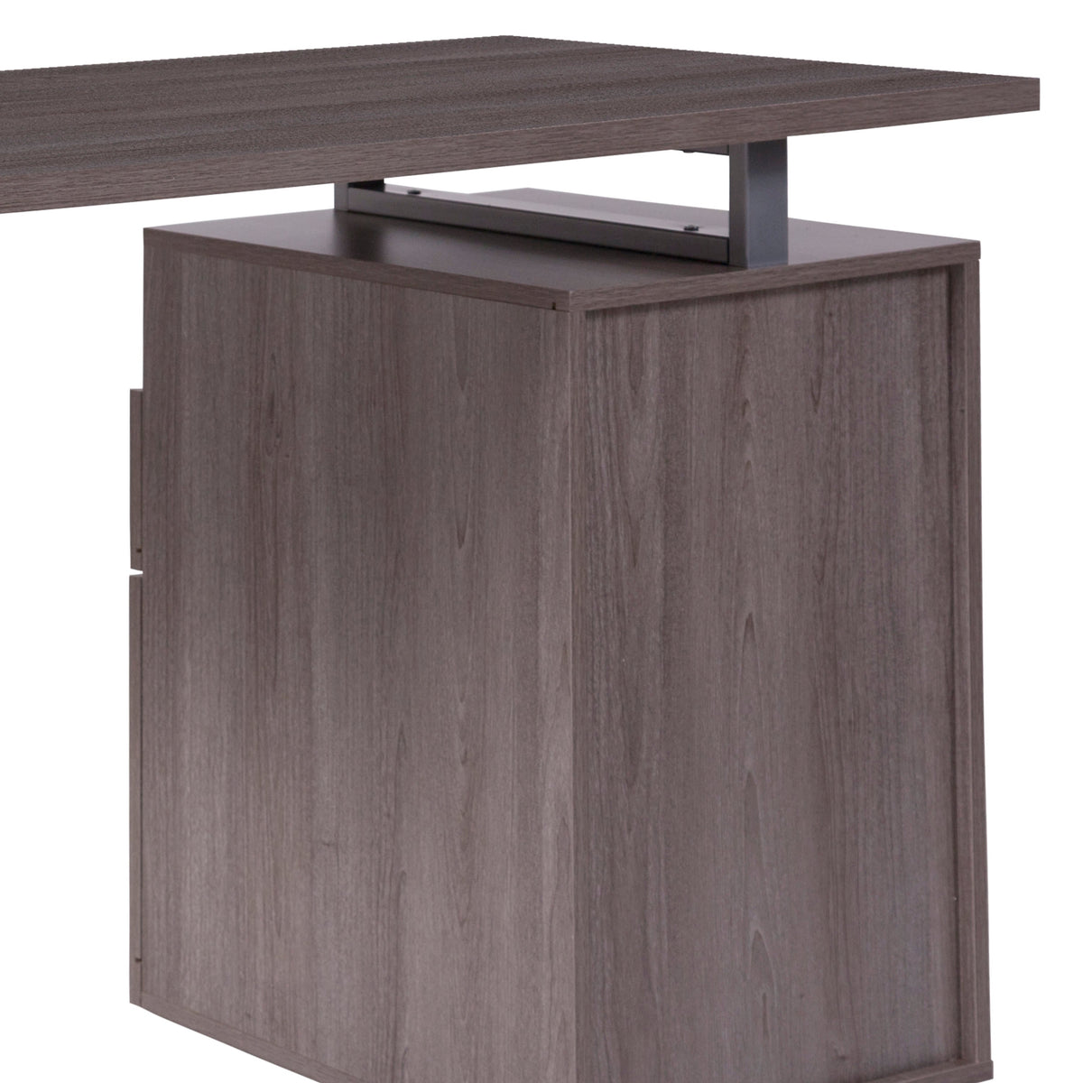 Light Ash |#| Lt Ash Wood Grain Finish Computer Desk with Two Drawers and Silver Metal Frame