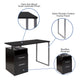 Dark Ash |#| Dk Ash Wood Grain Finish Computer Desk with Two Drawers and Silver Metal Frame