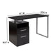 Dark Ash |#| Dk Ash Wood Grain Finish Computer Desk with Two Drawers and Silver Metal Frame