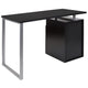 Dark Ash |#| Dk Ash Wood Grain Finish Computer Desk with Two Drawers and Silver Metal Frame