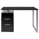 Dark Ash |#| Dk Ash Wood Grain Finish Computer Desk with Two Drawers and Silver Metal Frame