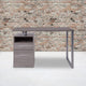 Light Ash |#| Lt Ash Wood Grain Finish Computer Desk with Two Drawers and Silver Metal Frame