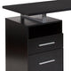Dark Ash |#| Dk Ash Wood Grain Finish Computer Desk with Two Drawers and Silver Metal Frame