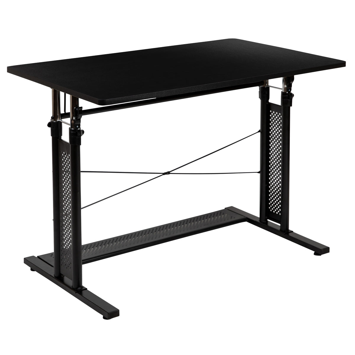 Black |#| Black Height Adjustable 27.25-35.75inchH Sit to Stand Laptop Desk