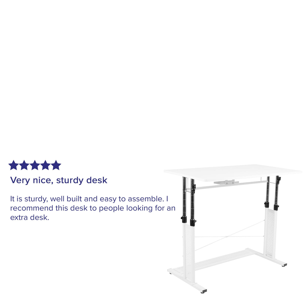 White |#| White Height Adjustable 27.25-35.75inchH Sit to Stand Laptop Desk