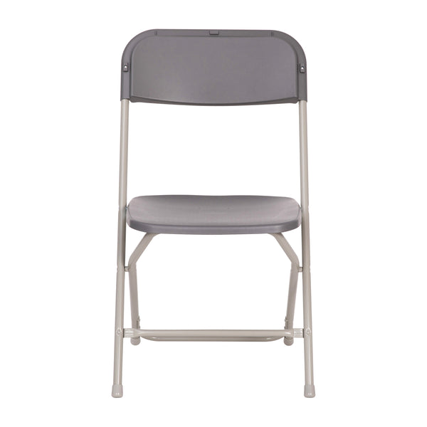 Gray |#| Spacious & Contoured Commercial Wide & Tall Gray Plastic Folding Chairs-4 Pack