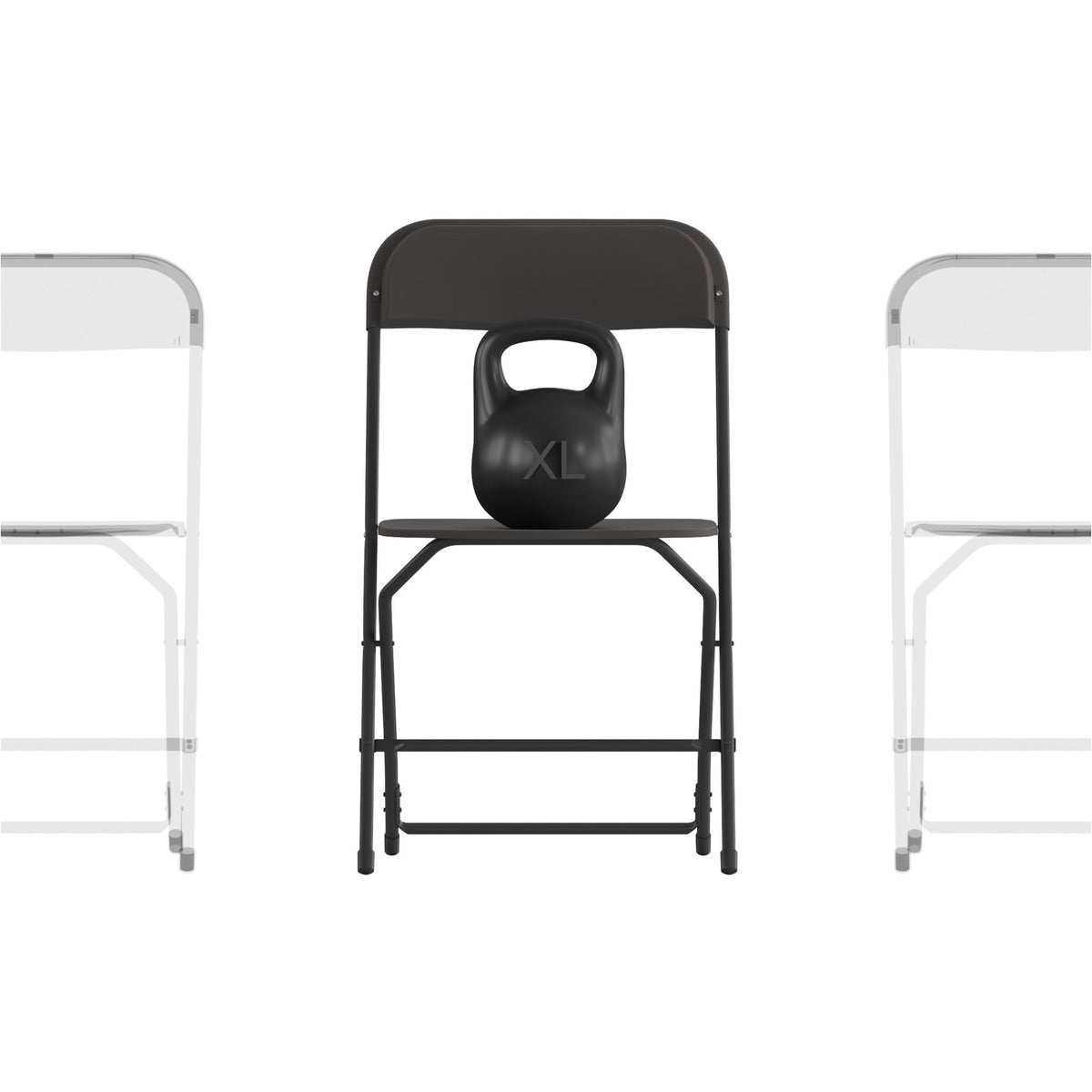 Black |#| Spacious & Contoured Commercial Wide & Tall Black Plastic Folding Chairs-4 Pack