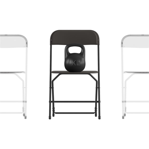 Black |#| Spacious & Contoured Commercial Wide & Tall Black Plastic Folding Chairs-4 Pack