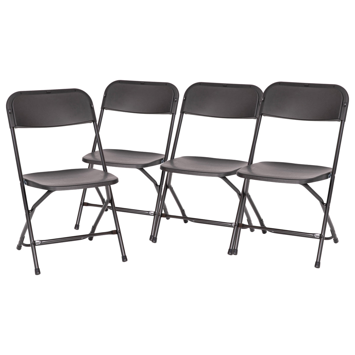 Black |#| Spacious & Contoured Commercial Wide & Tall Black Plastic Folding Chairs-4 Pack