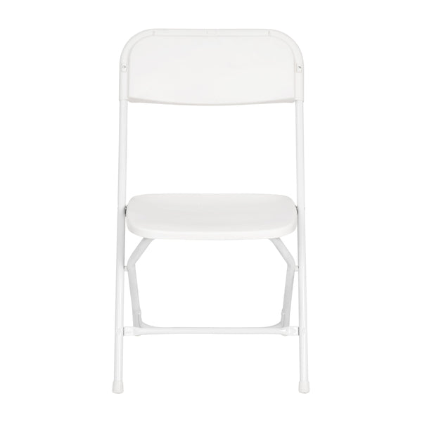 White |#| Spacious & Contoured Commercial Wide & Tall White Plastic Folding Chairs-4 Pack