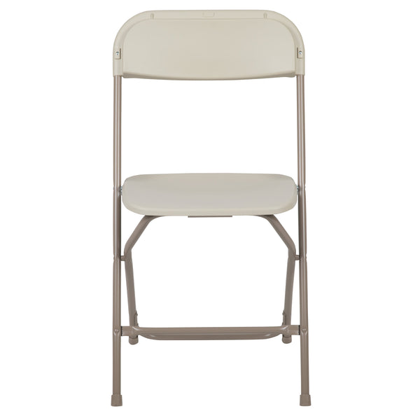 Beige |#| Folding Chair - Beige Plastic – 650LB Weight Capacity - Event Chair