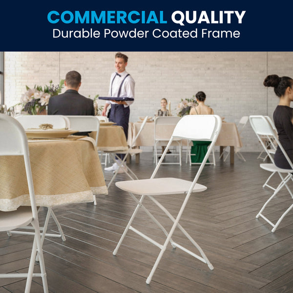 White |#| Folding Chair - White Plastic – 650LB Weight Capacity - Event Chair