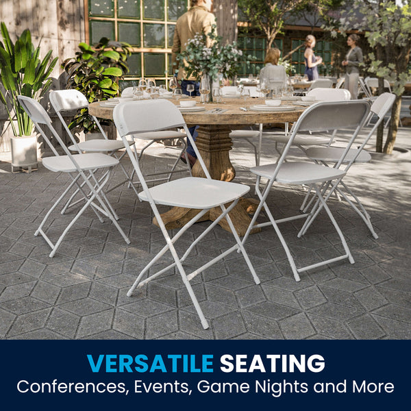 White |#| Folding Chair - White Plastic – 650LB Weight Capacity - Event Chair