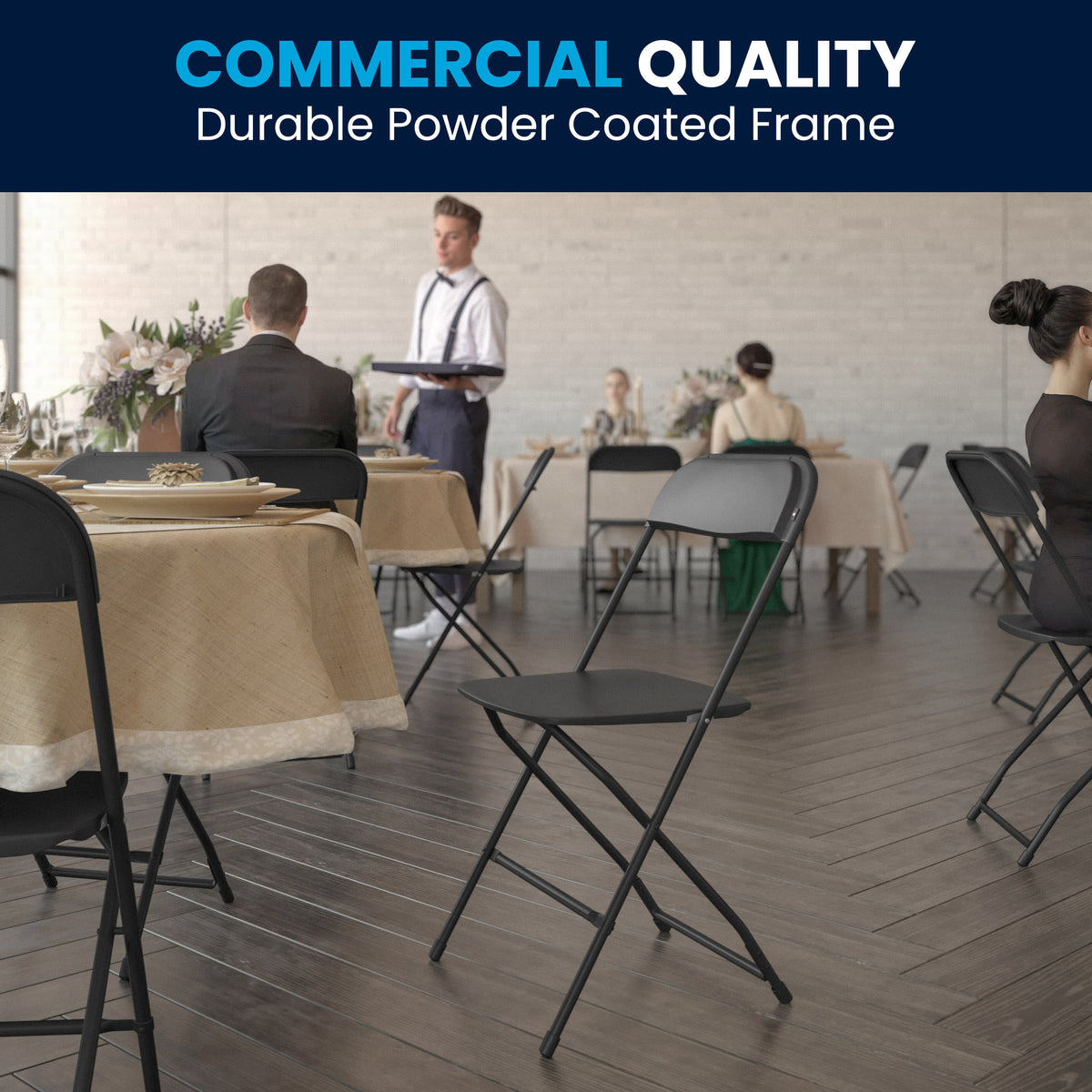 Black |#| Folding Chair - Black Plastic – 650LB Weight Capacity - Event Chair