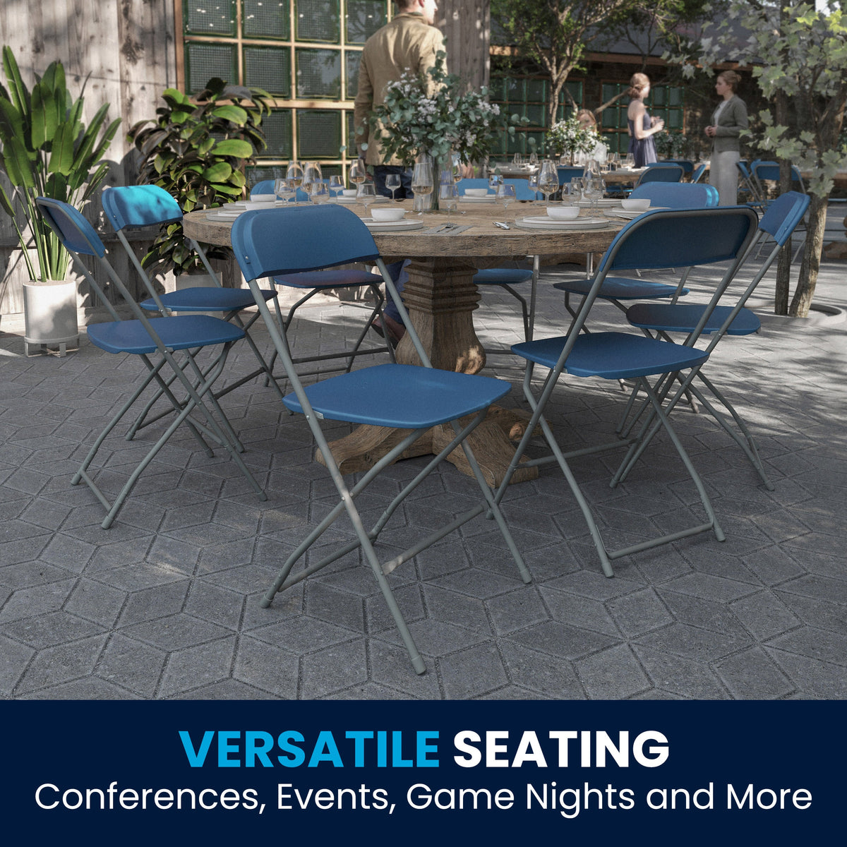 Blue |#| Folding Chair - Blue Plastic – 650LB Weight Capacity - Event Chair
