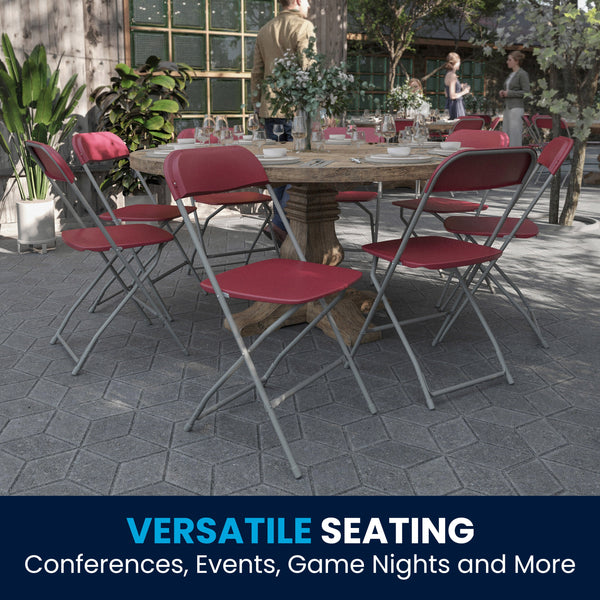 Red |#| Folding Chair - Red Plastic – 650LB Weight Capacity - Event Chair