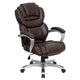 Brown |#| High Back Brown LeatherSoft Executive Swivel Ergonomic Office Chair-Padded Arms