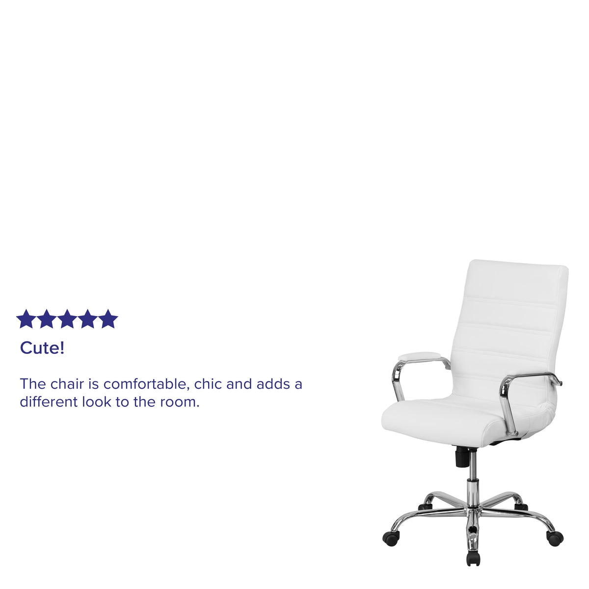 White LeatherSoft/Chrome Frame |#| High Back White LeatherSoft Executive Swivel Office Chair with Chrome Frame/Arms