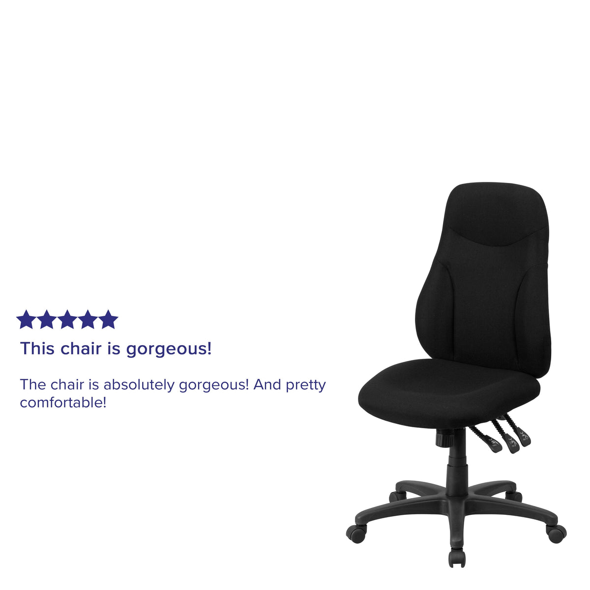 High Back Black Fabric Multifunction Swivel Ergonomic Task Office Chair