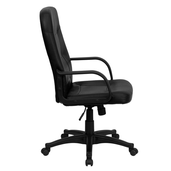 High Back Black Glove Vinyl Executive Swivel Office Chair with Arms