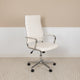 White |#| High Back White LeatherSoft Ribbed Executive Swivel Office Chair - Desk Chair
