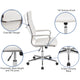 White |#| High Back White LeatherSoft Ribbed Executive Swivel Office Chair - Desk Chair