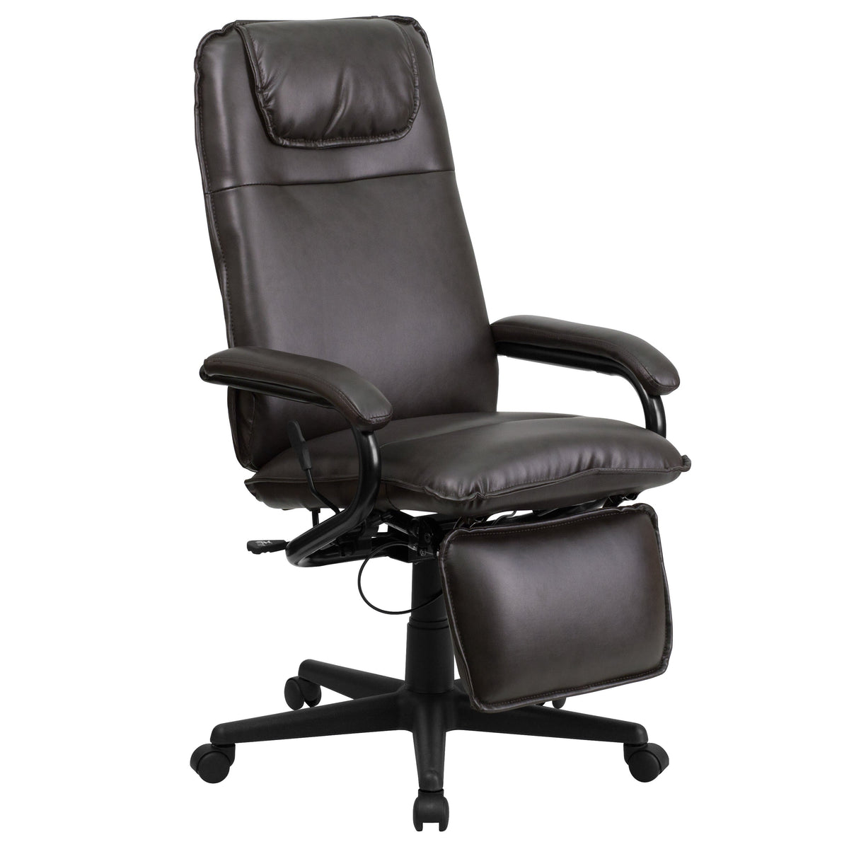 Brown |#| High Back Brown LeatherSoft Executive Reclining Ergonomic Office Chair with Arms