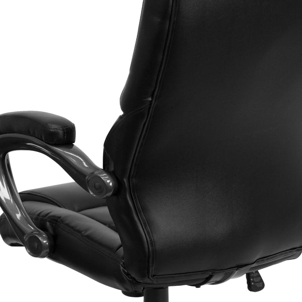 Black LeatherSoft Executive Swivel Ergonomic Office Chair with Padded Arms
