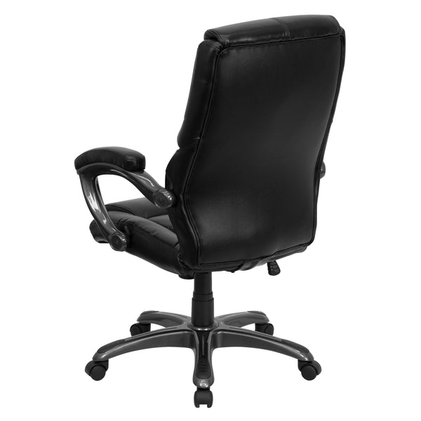 Black LeatherSoft Executive Swivel Ergonomic Office Chair with Padded Arms