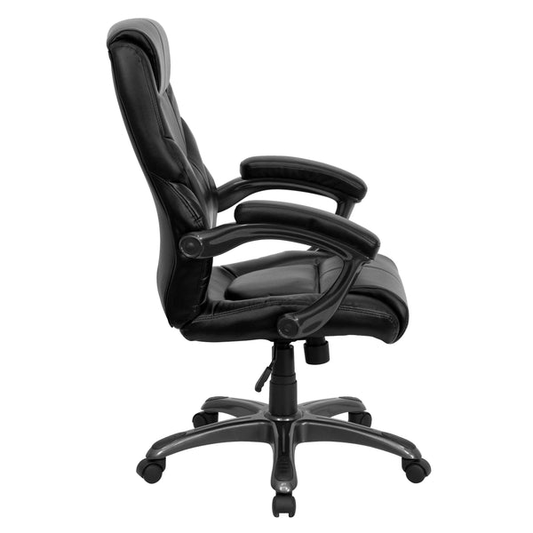 Black LeatherSoft Executive Swivel Ergonomic Office Chair with Padded Arms