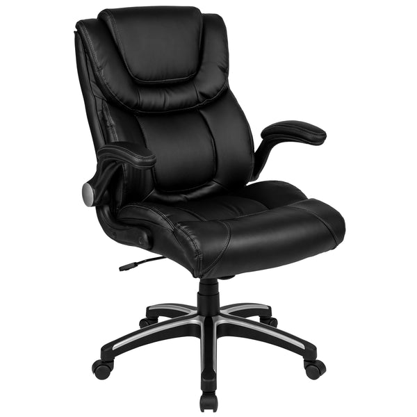 High Back Black LeatherSoft Executive Swivel Chair with Double Layered Headrest