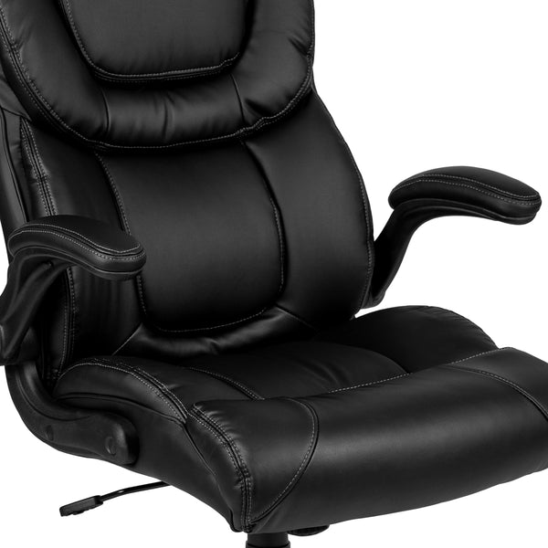 High Back Black LeatherSoft Executive Swivel Chair with Double Layered Headrest