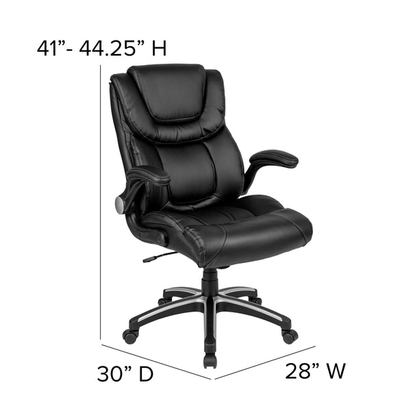 High Back Black LeatherSoft Executive Swivel Chair with Double Layered Headrest