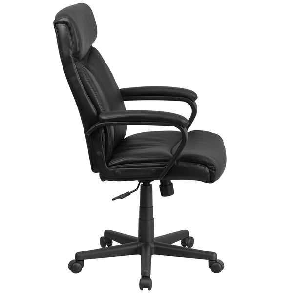 High Back Black LeatherSoft Executive Swivel Office Chair w/ Slight Mesh Accent