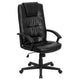 High Back Black LeatherSoft Soft Ripple Upholstered Swivel Office Chair w/Arms